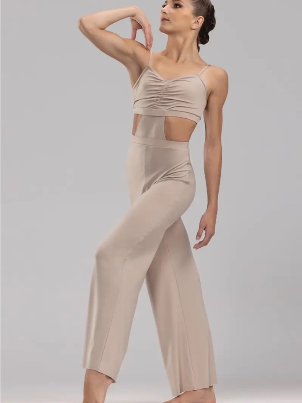 WEISSMAN elite Dance
Costume tan beige jumpsuit Big Wide World 14636 LC